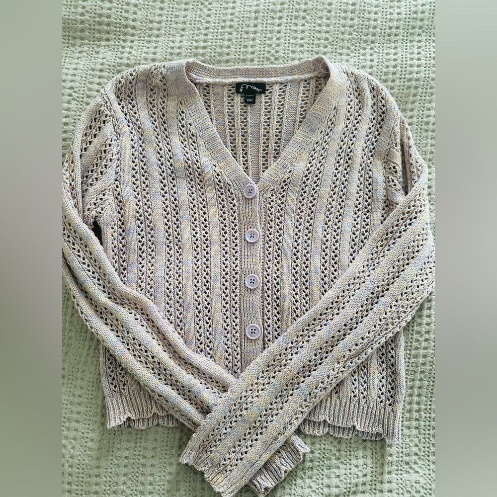 Art Class™ Light Purple Pointelle Cardigan
